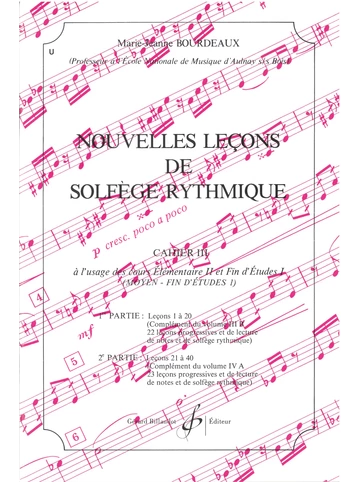 Nouvelles leçons de solfège rythmique. Volume 3 Visuel